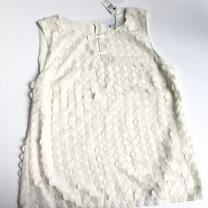 Talbots ivory & gold circle sleeveless blouse